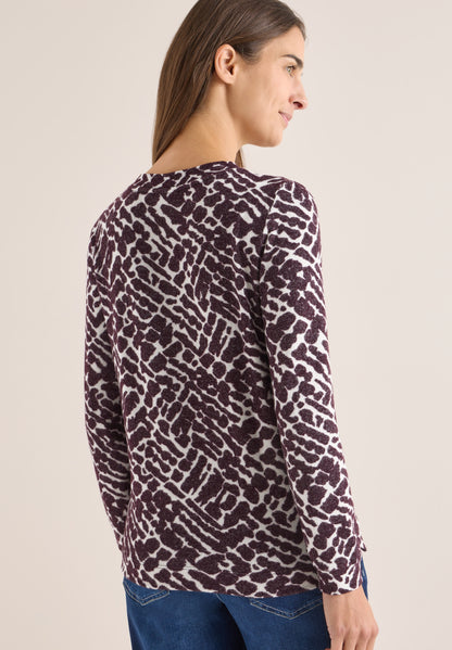 Cosy Melange AOP T-Shirt eggplant red melange Bild 4