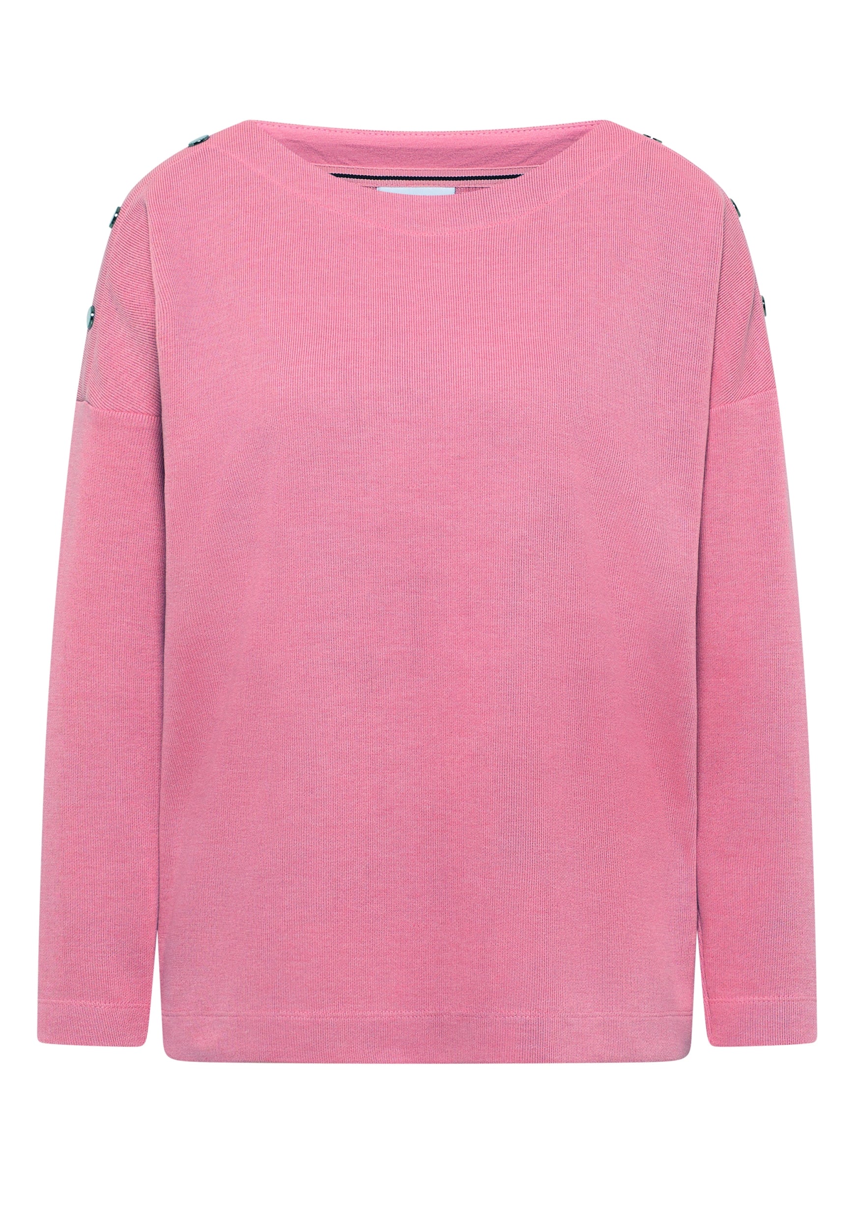 Cosy Melange Button T-Shirt dark blossom melange Bild 1