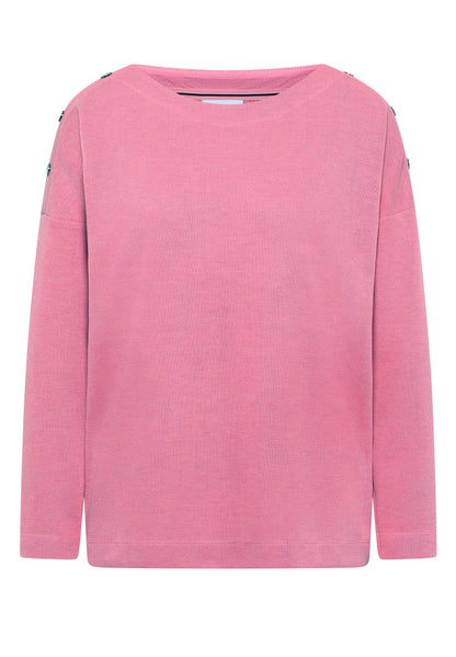 Cosy Melange Button T-Shirt dark blossom melange Bild 1