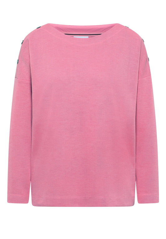 Cosy Melange Button T-Shirt dark blossom melange Bild 1