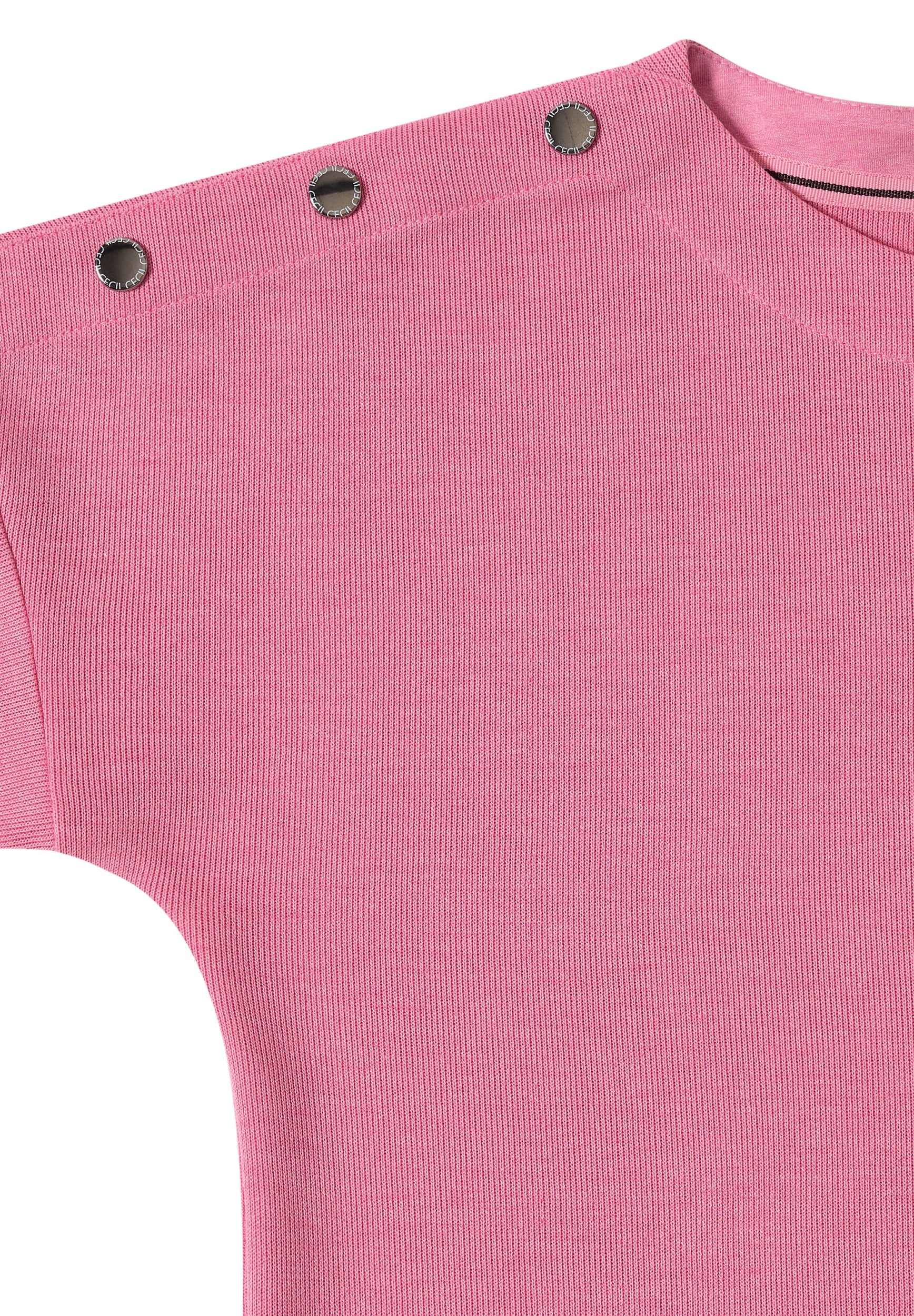 Cosy Melange Button T-Shirt dark blossom melange Bild 2