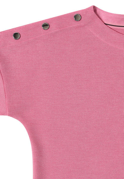 Cosy Melange Button T-Shirt dark blossom melange Bild 2