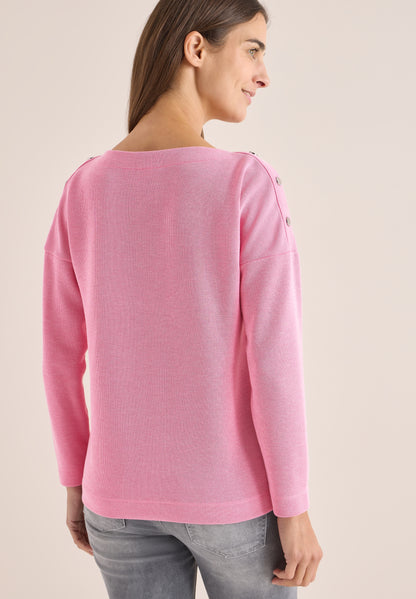 Cosy Melange Button T-Shirt dark blossom melange Bild 4