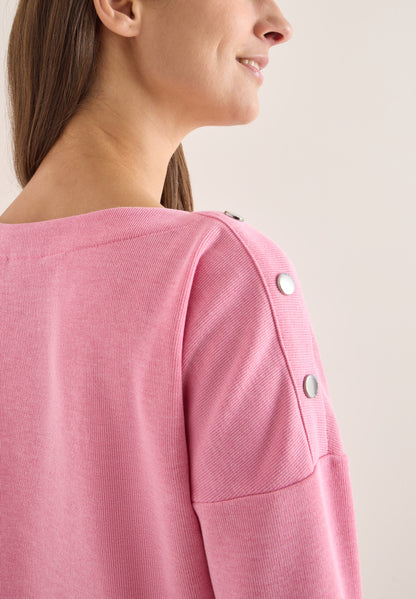 Cosy Melange Button T-Shirt dark blossom melange Bild 7