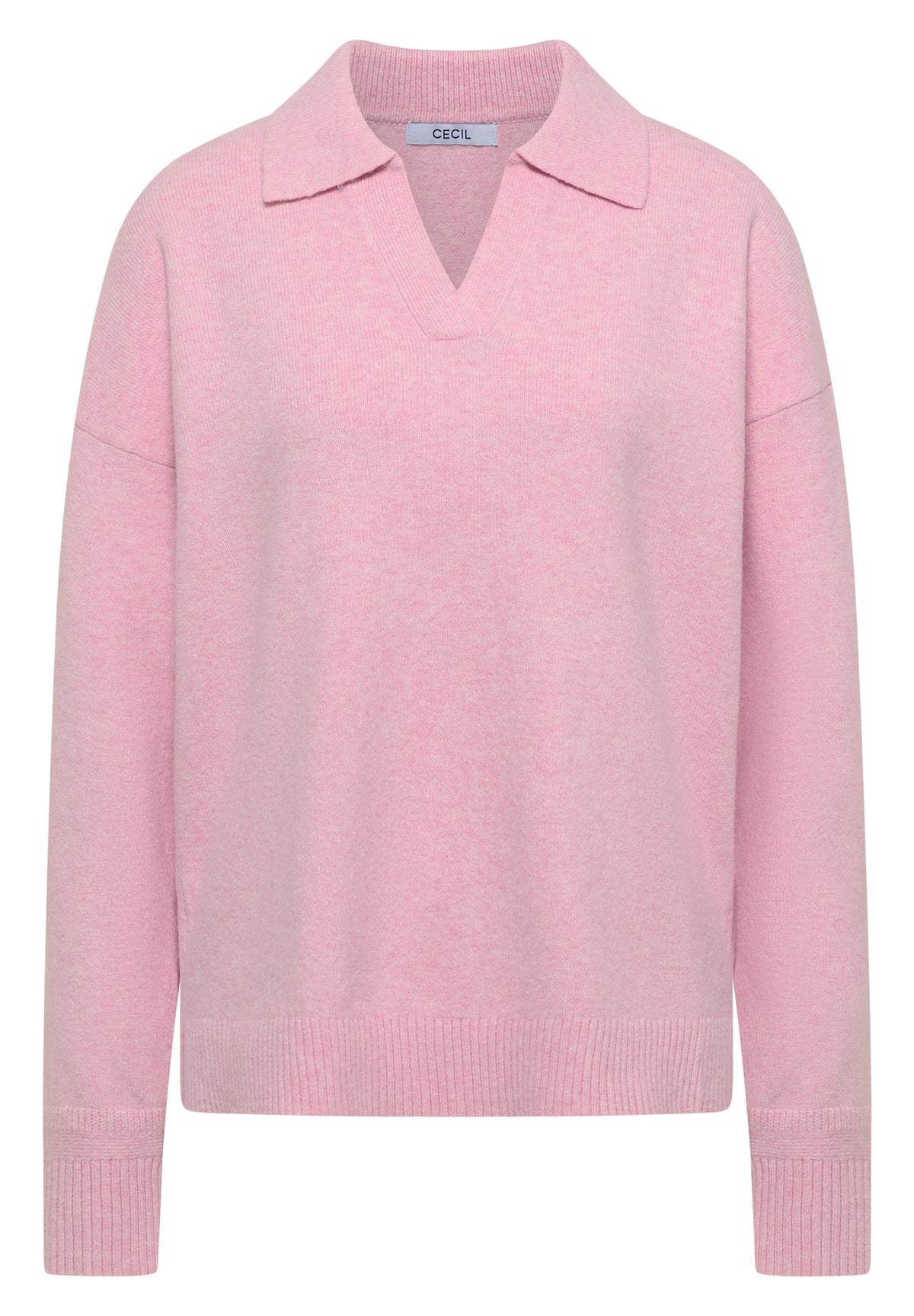 Langarm Pullover mit Polokragen mellow rose melange Bild 1