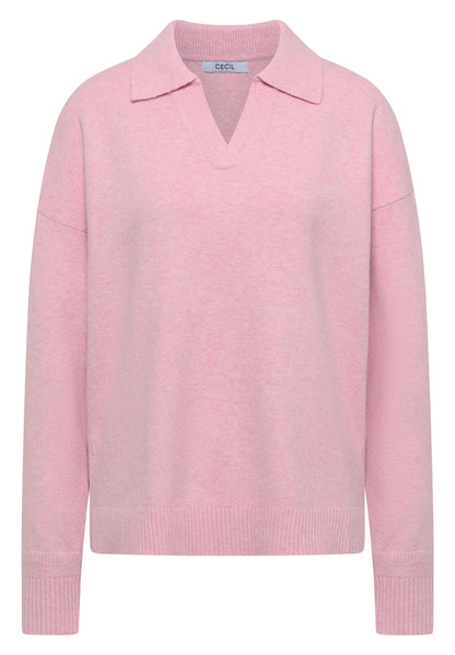 Langarm Pullover mit Polokragen mellow rose melange Bild 1