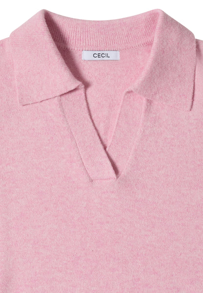Langarm Pullover mit Polokragen mellow rose melange Bild 2