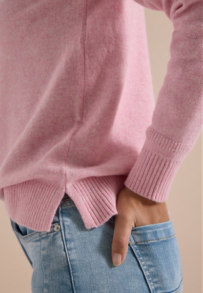 Langarm Pullover mit Polokragen mellow rose melange Bild 6