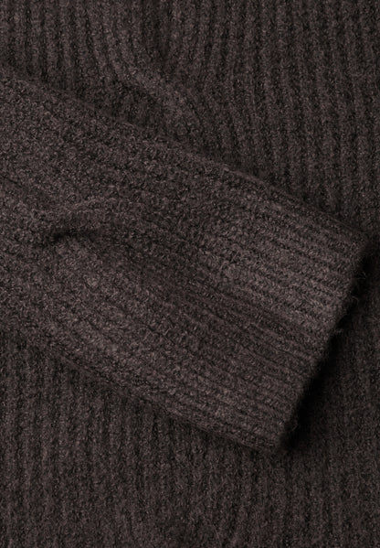 Pullover mit Turtle Neck und Zopfdetail truffle brown melange Bild 2