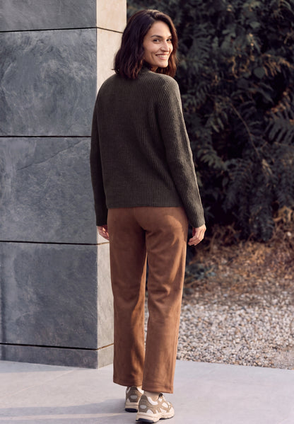 Pullover mit Turtle Neck und Zopfdetail truffle brown melange Bild 4
