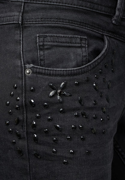 Denim mit Perlen Scarlett grey used wash Bild 6