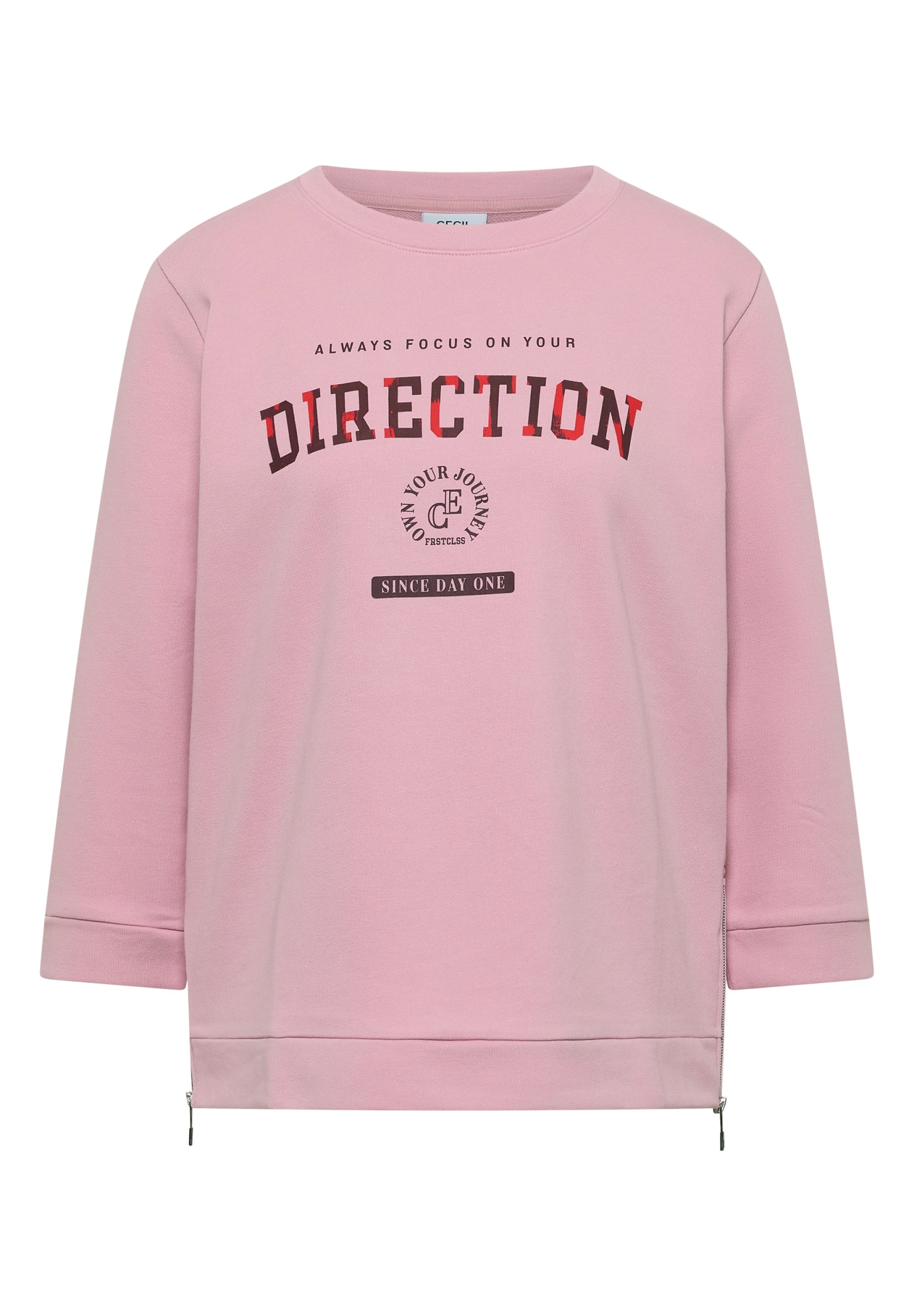 3/4-Arm Shirt mit Rundhals und Wording mellow rose Bild 1