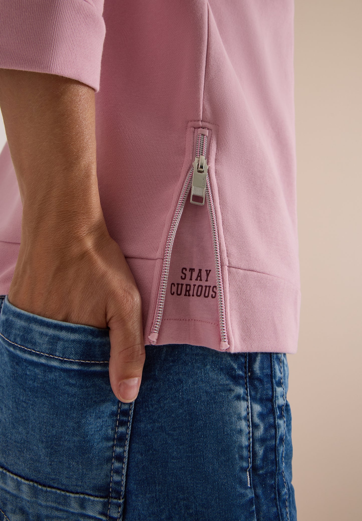 3/4-Arm Shirt mit Rundhals und Wording mellow rose Bild 6