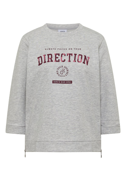 3/4-Arm Shirt mit Rundhals und Wording light grey melange Bild 1