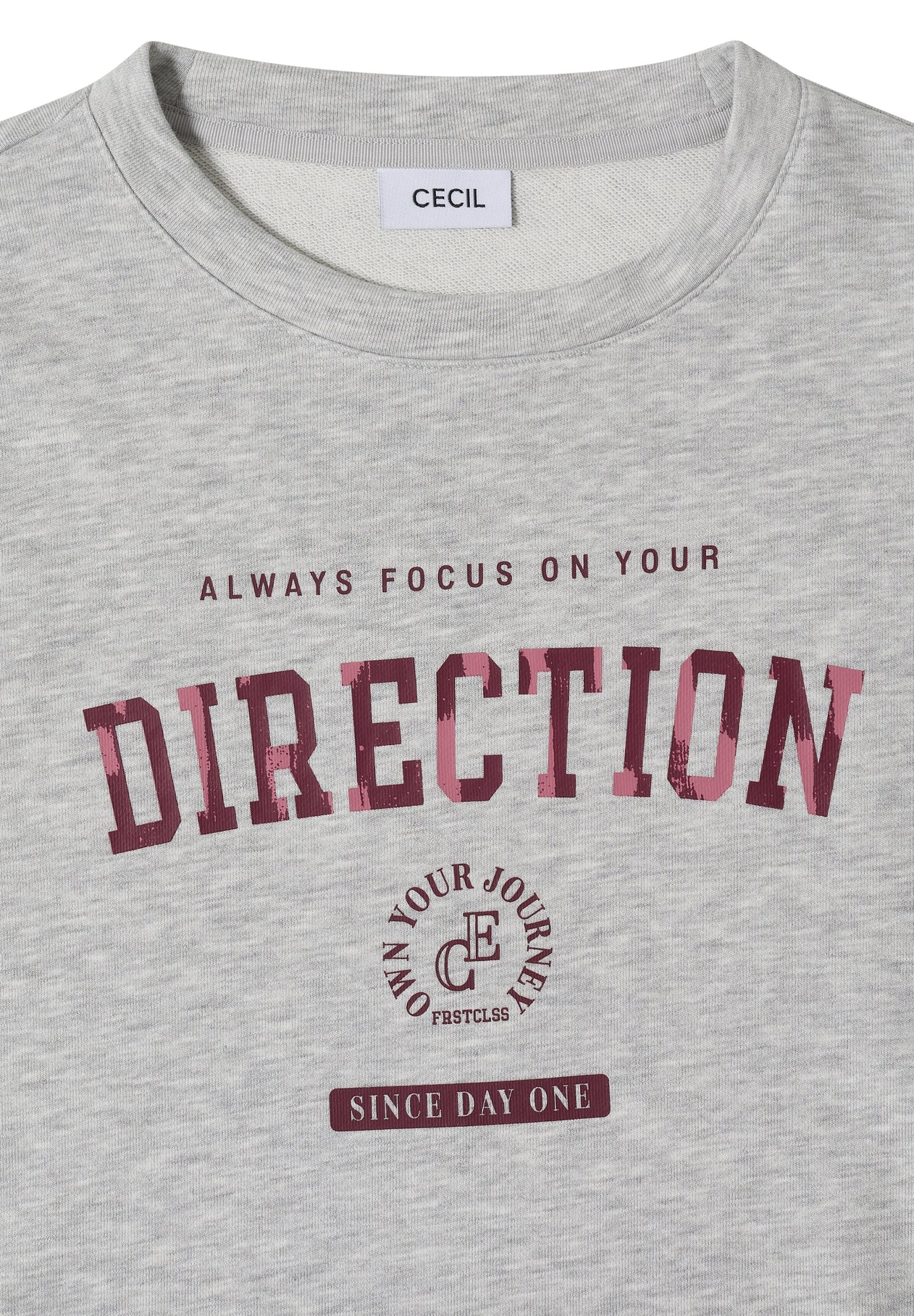 3/4-Arm Shirt mit Rundhals und Wording light grey melange Bild 2