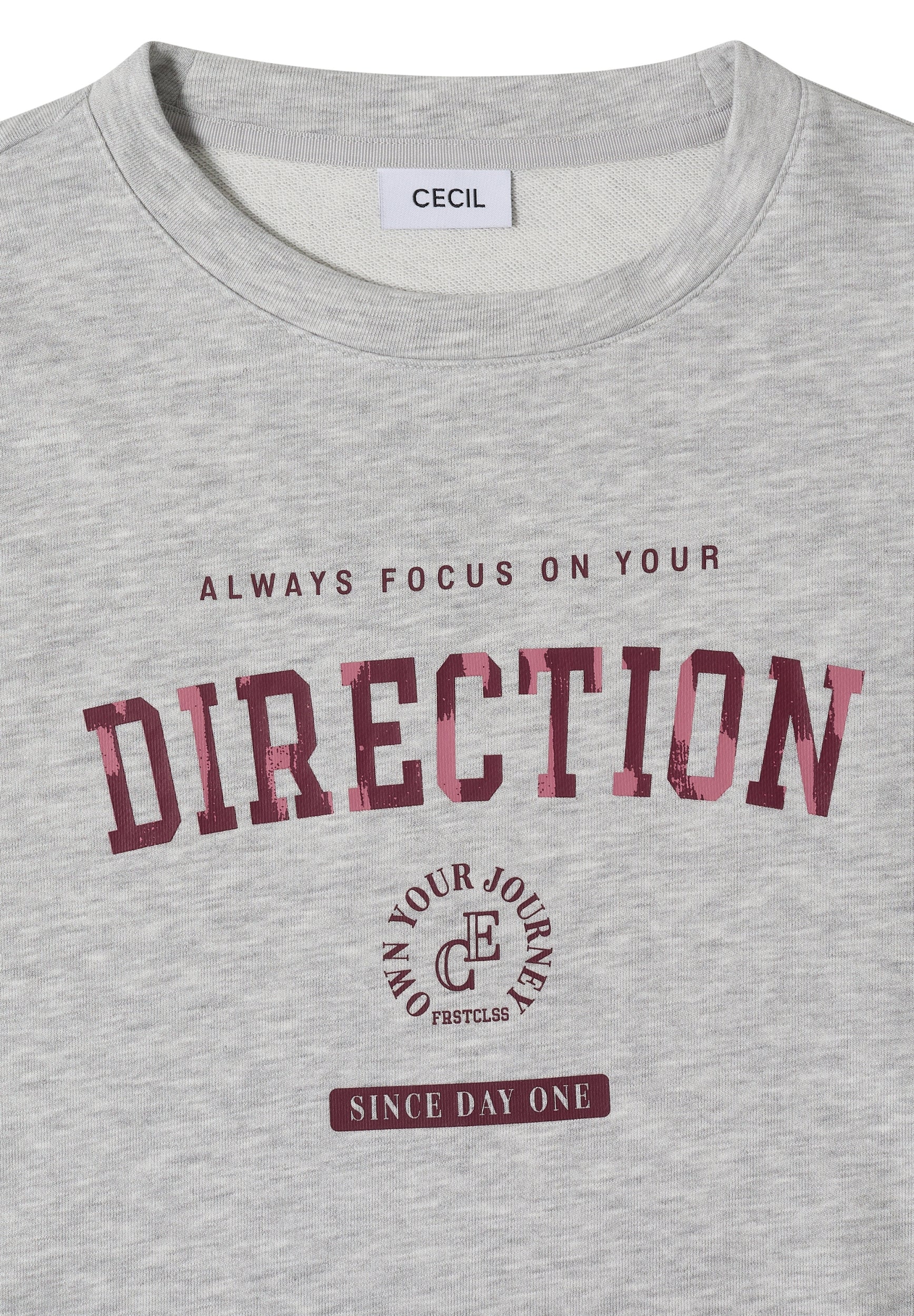 3/4-Arm Shirt mit Rundhals und Wording light grey melange Bild 2