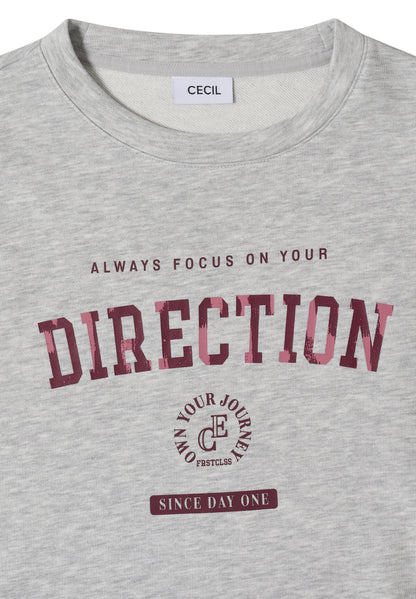3/4-Arm Shirt mit Rundhals und Wording light grey melange Bild 2