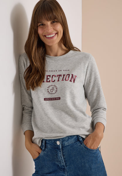 3/4-Arm Shirt mit Rundhals und Wording light grey melange Bild 3
