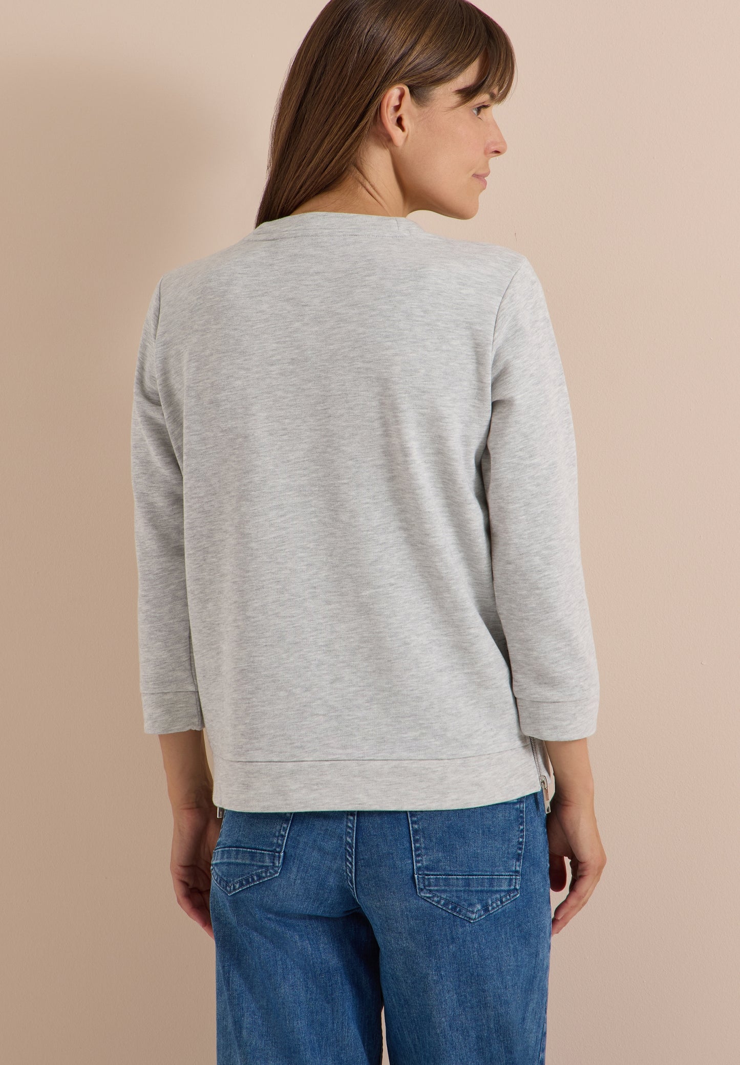 3/4-Arm Shirt mit Rundhals und Wording light grey melange Bild 4