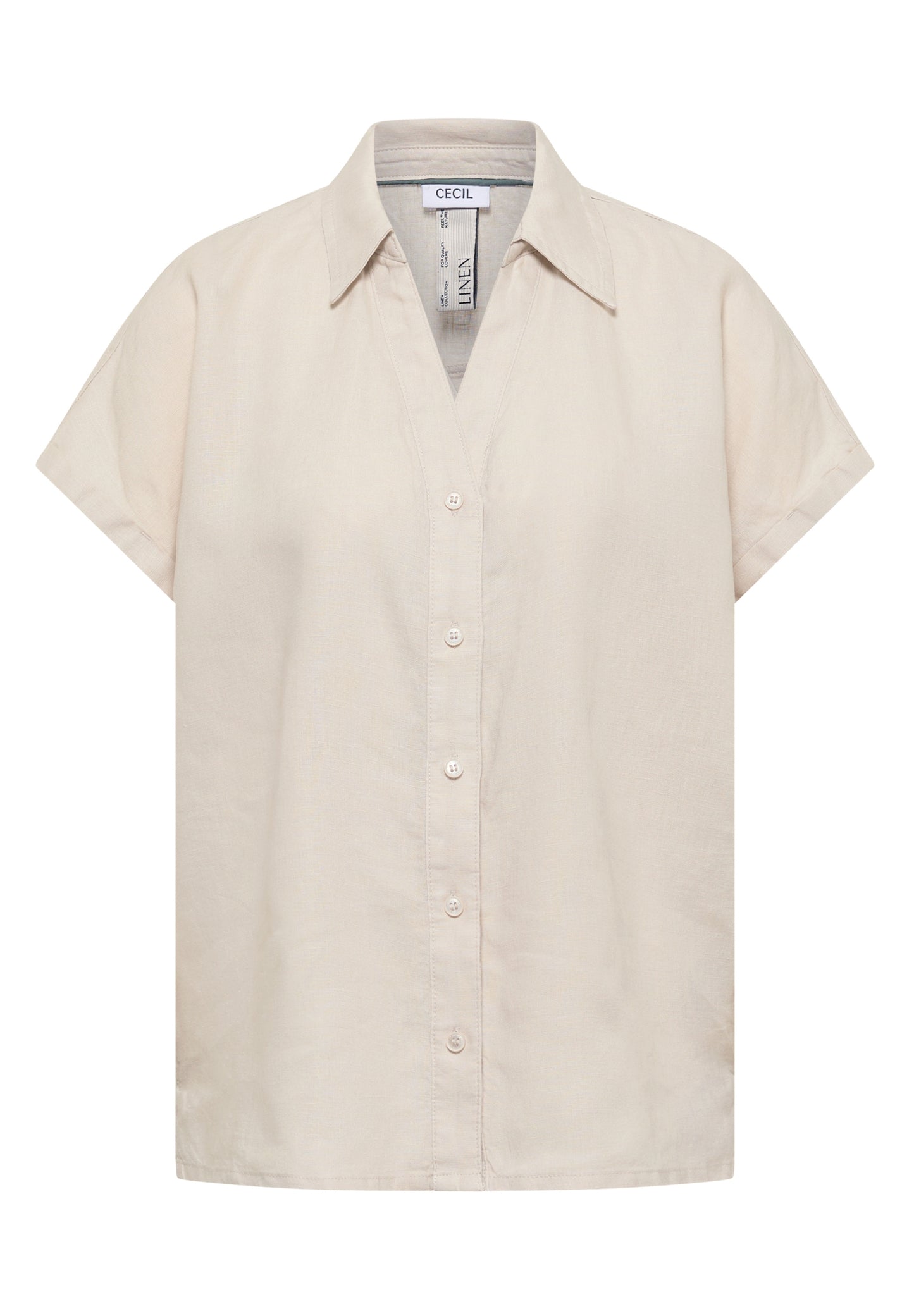 Dropped Shoulder Bluse aus Leinen macadamia beige Bild 1