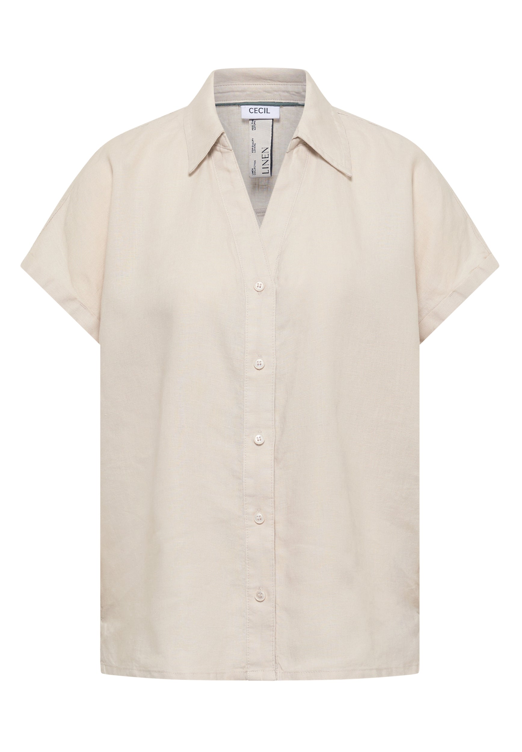 Dropped Shoulder Bluse aus Leinen macadamia beige Bild 1