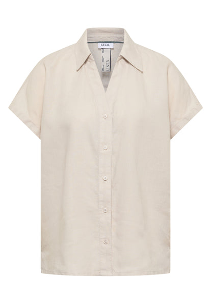 Dropped Shoulder Bluse aus Leinen macadamia beige Bild 1