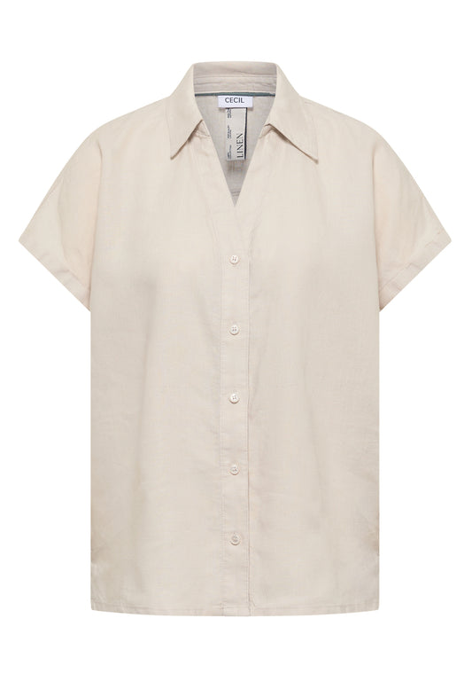 Dropped Shoulder Bluse aus Leinen macadamia beige Bild 1