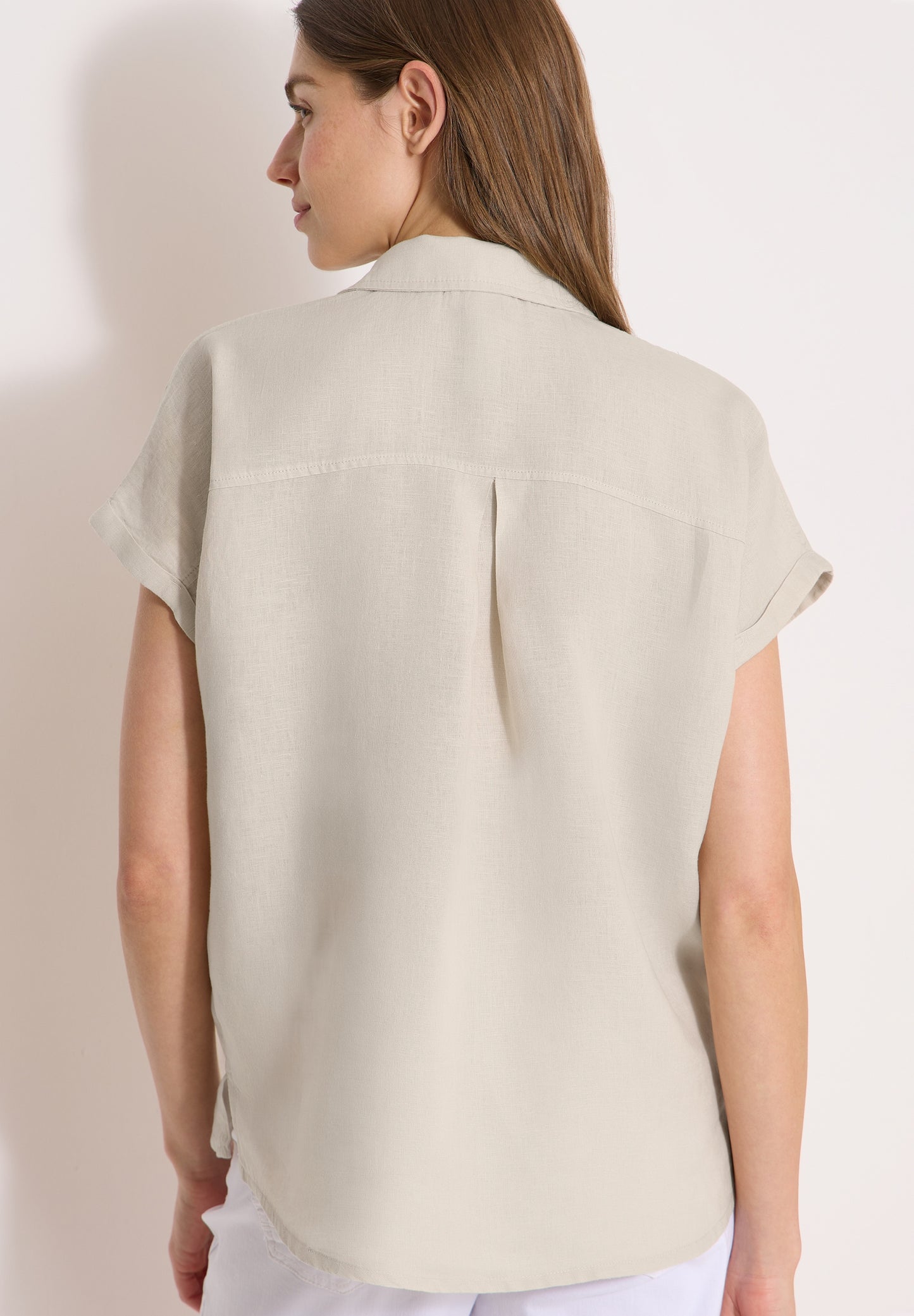 Dropped Shoulder Bluse aus Leinen macadamia beige Bild 4