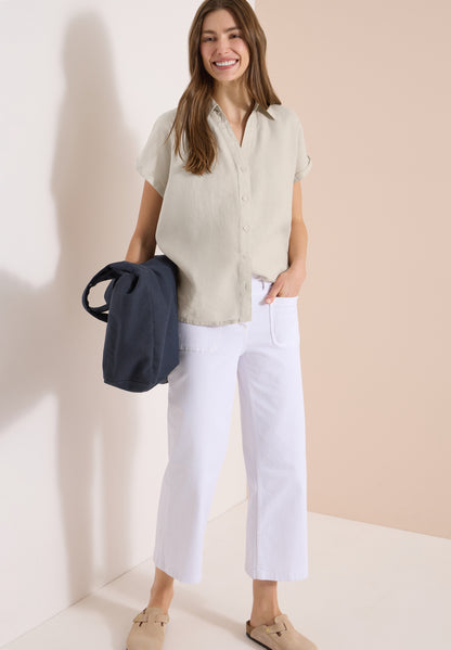 Dropped Shoulder Bluse aus Leinen macadamia beige Bild 5