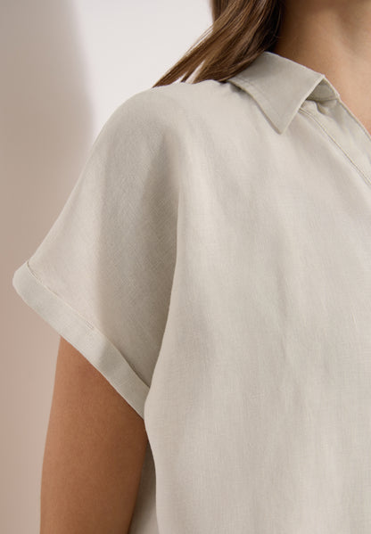 Dropped Shoulder Bluse aus Leinen macadamia beige Bild 6