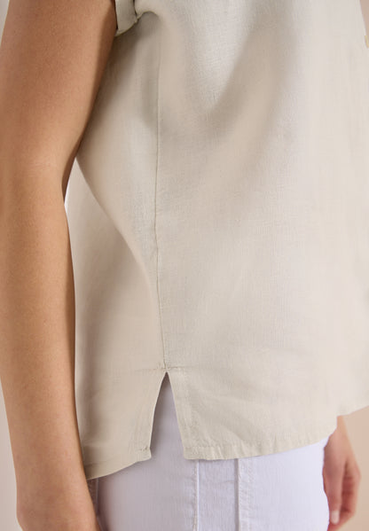 Dropped Shoulder Bluse aus Leinen macadamia beige Bild 7