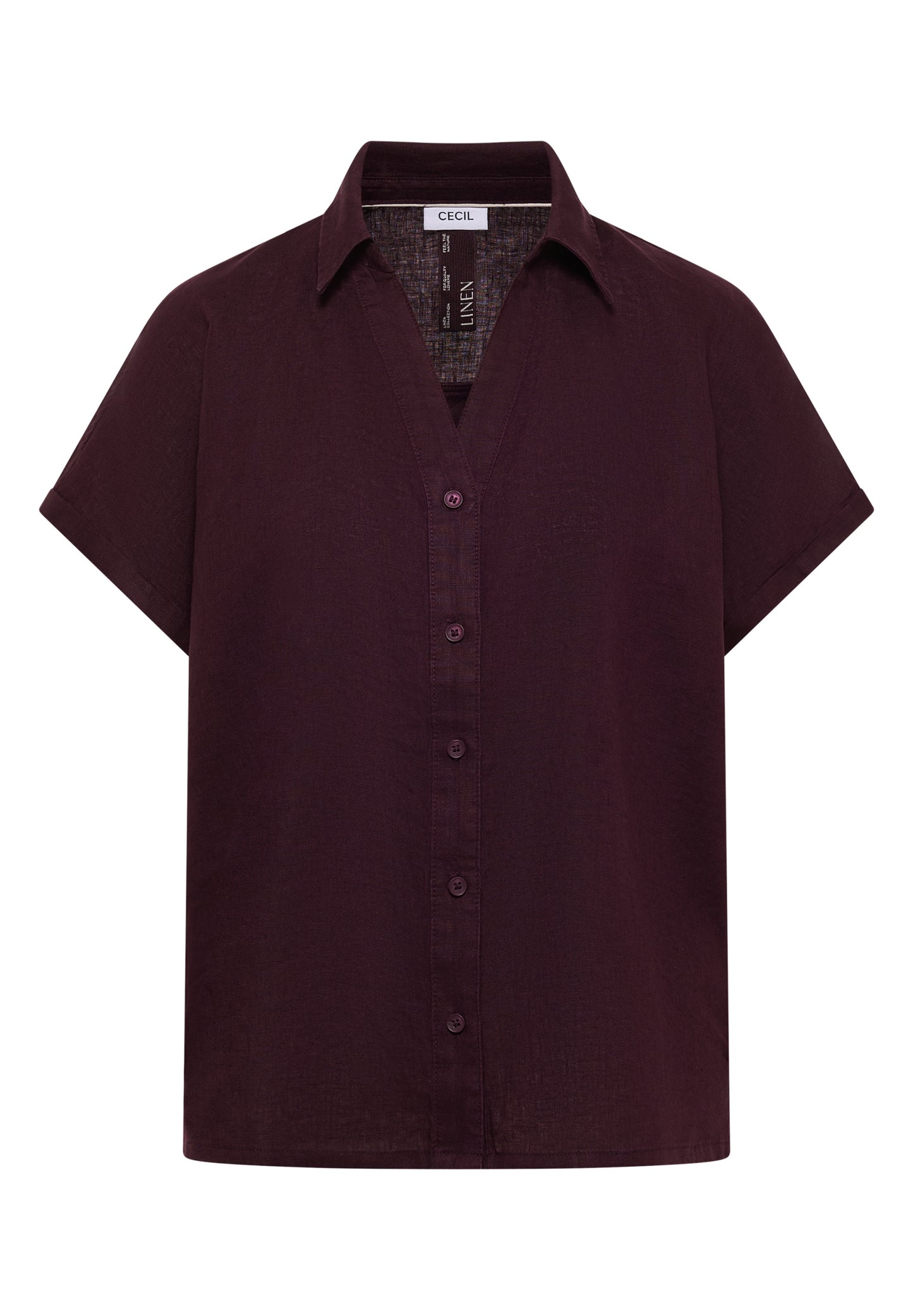 Dropped Shoulder Bluse aus Leinen rich burgundy Bild 1