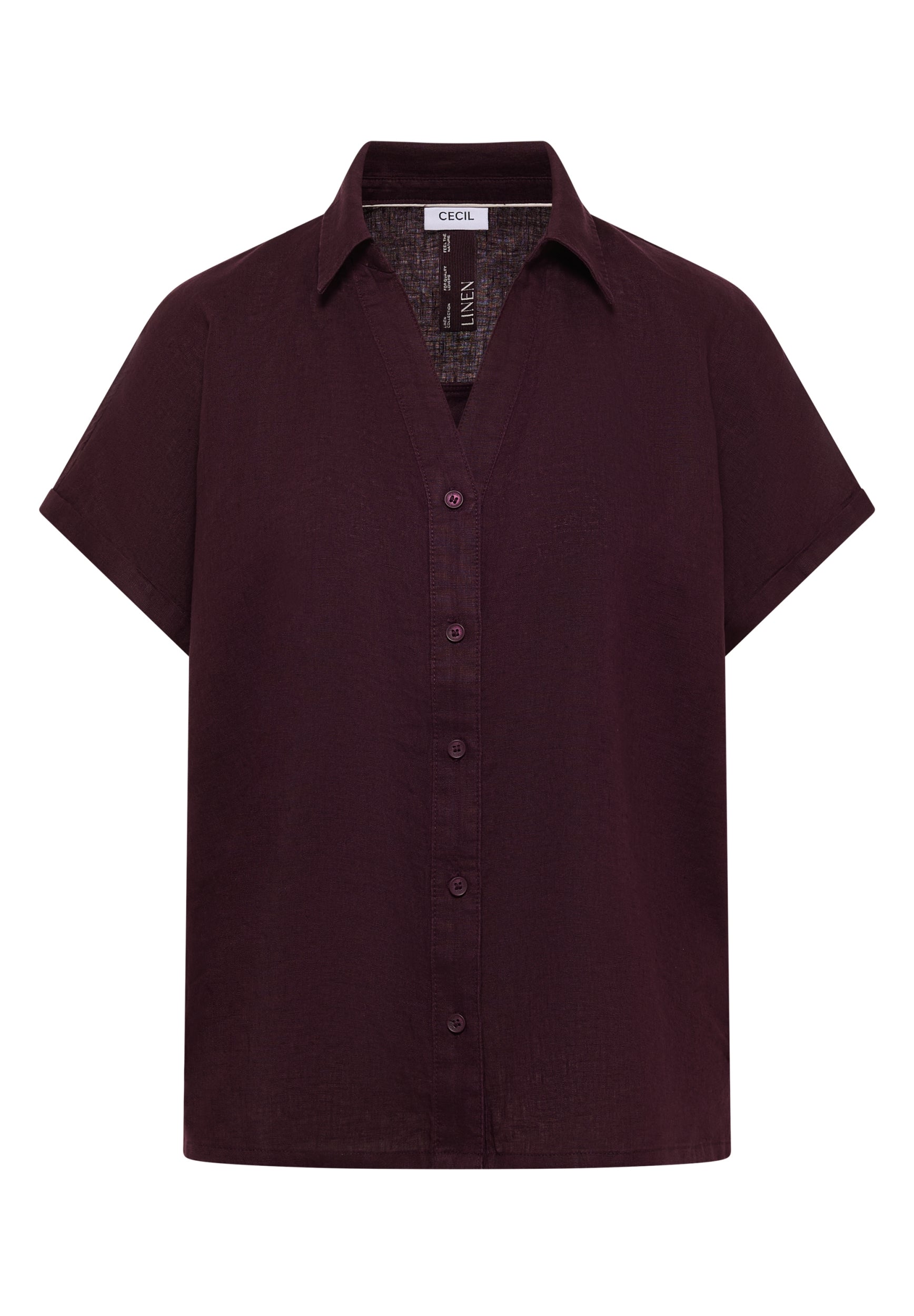 Dropped Shoulder Bluse aus Leinen rich burgundy Bild 1