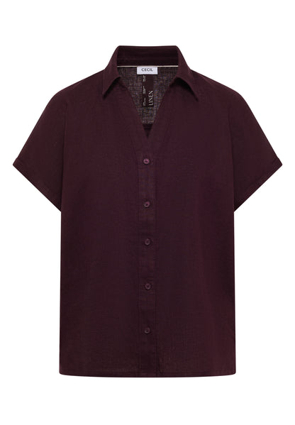 Dropped Shoulder Bluse aus Leinen rich burgundy Bild 1