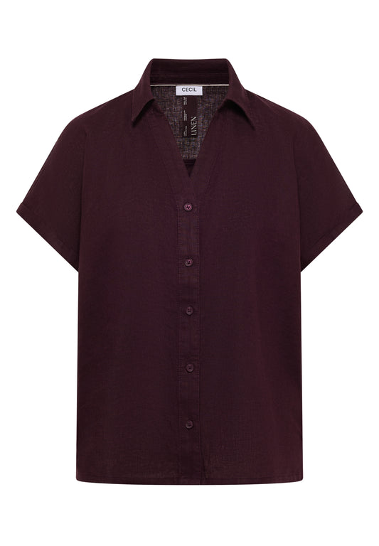 Dropped Shoulder Bluse aus Leinen rich burgundy Bild 1