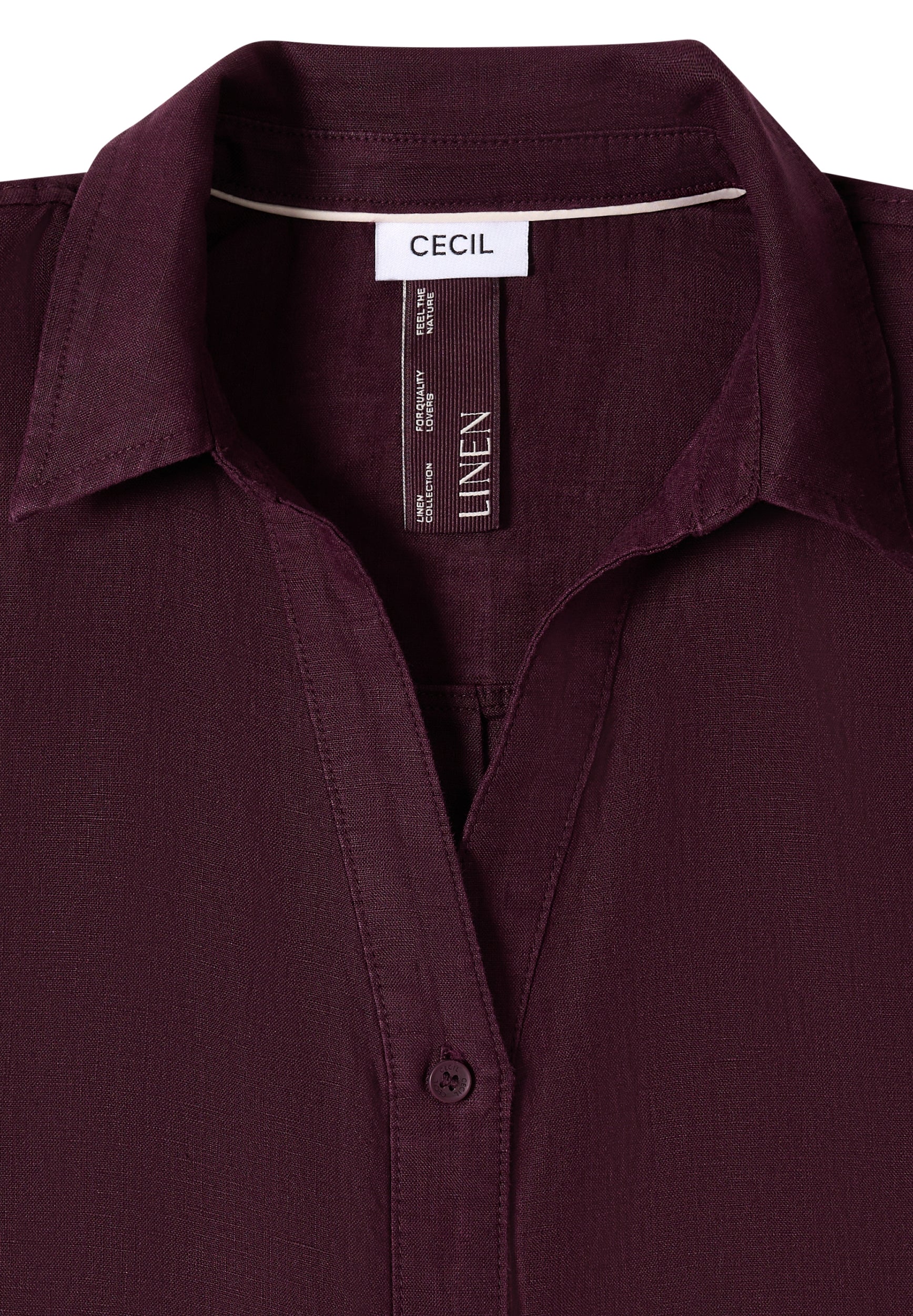 Dropped Shoulder Bluse aus Leinen rich burgundy Bild 2
