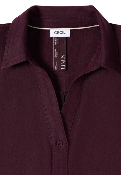 Dropped Shoulder Bluse aus Leinen rich burgundy Bild 2