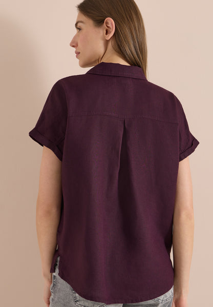 Dropped Shoulder Bluse aus Leinen rich burgundy Bild 4