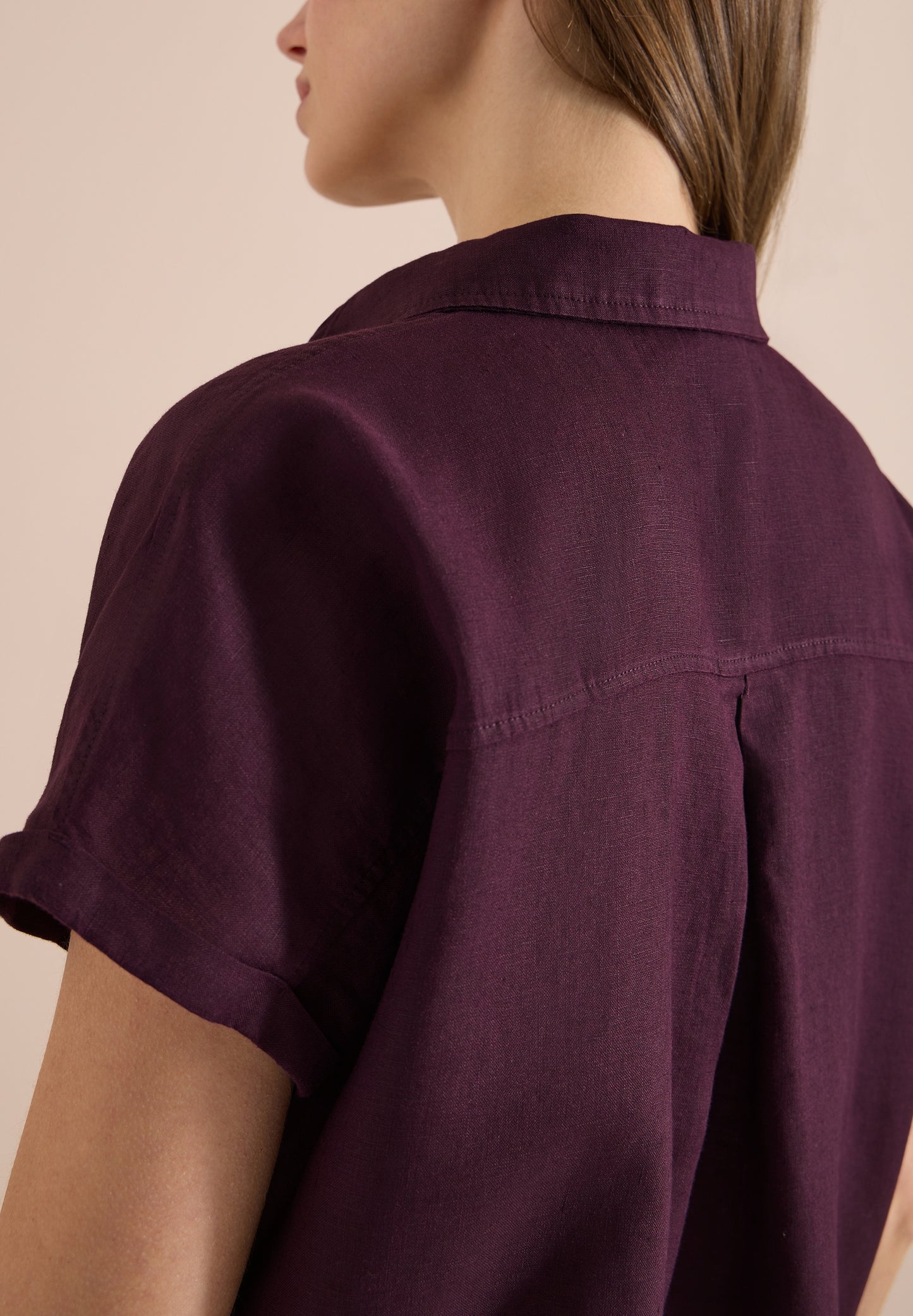 Dropped Shoulder Bluse aus Leinen rich burgundy Bild 6