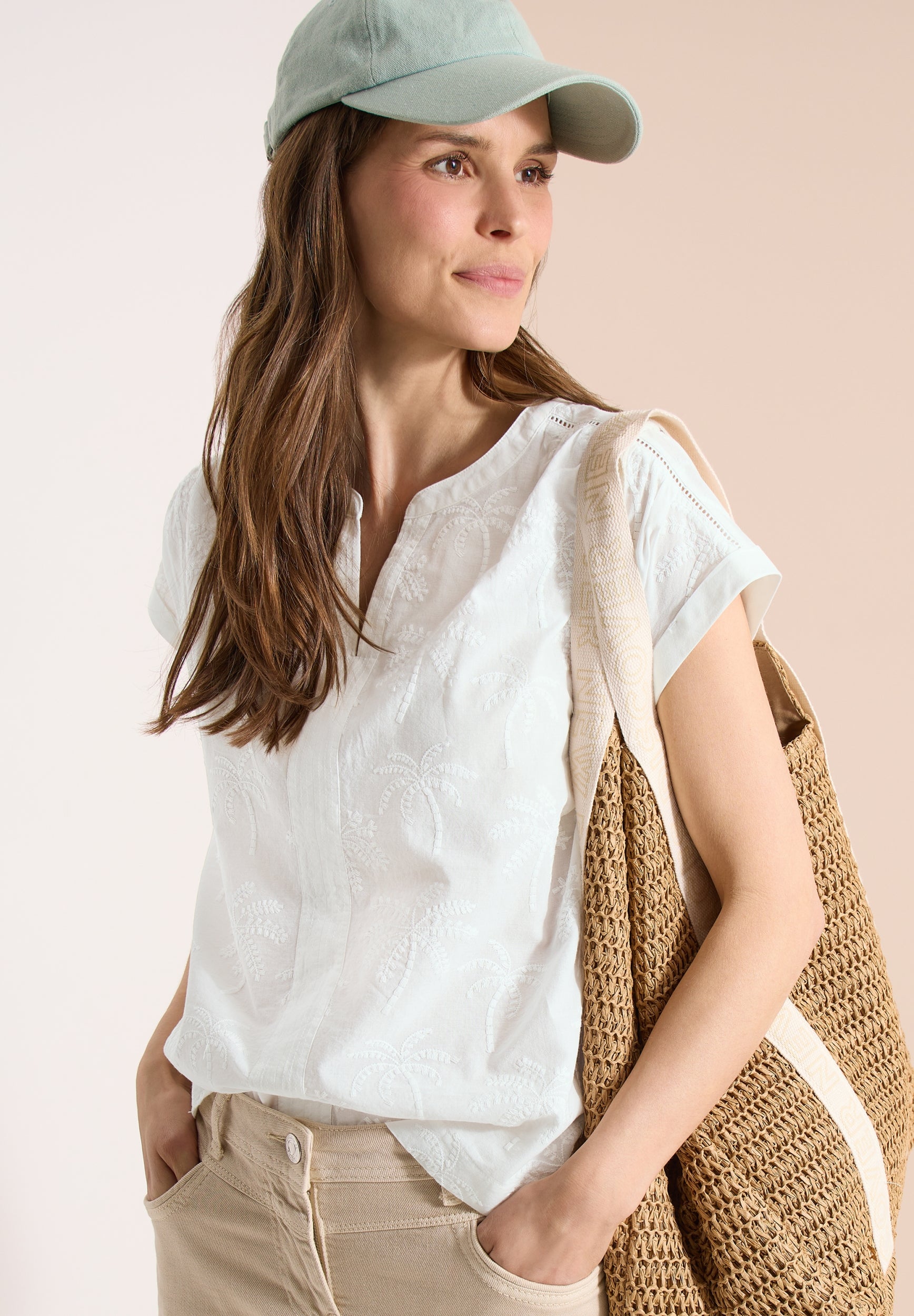 Dropped Shoulder Bluse mit Embroidery vanilla white Bild 3