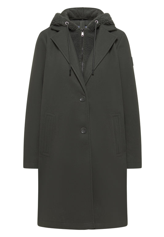 Fake Wool Coat w. detachable T pastel olive Bild 1
