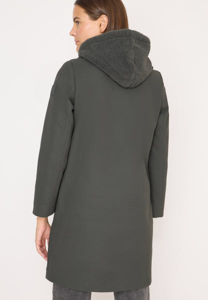 Fake Wool Coat w. detachable T pastel olive Bild 4