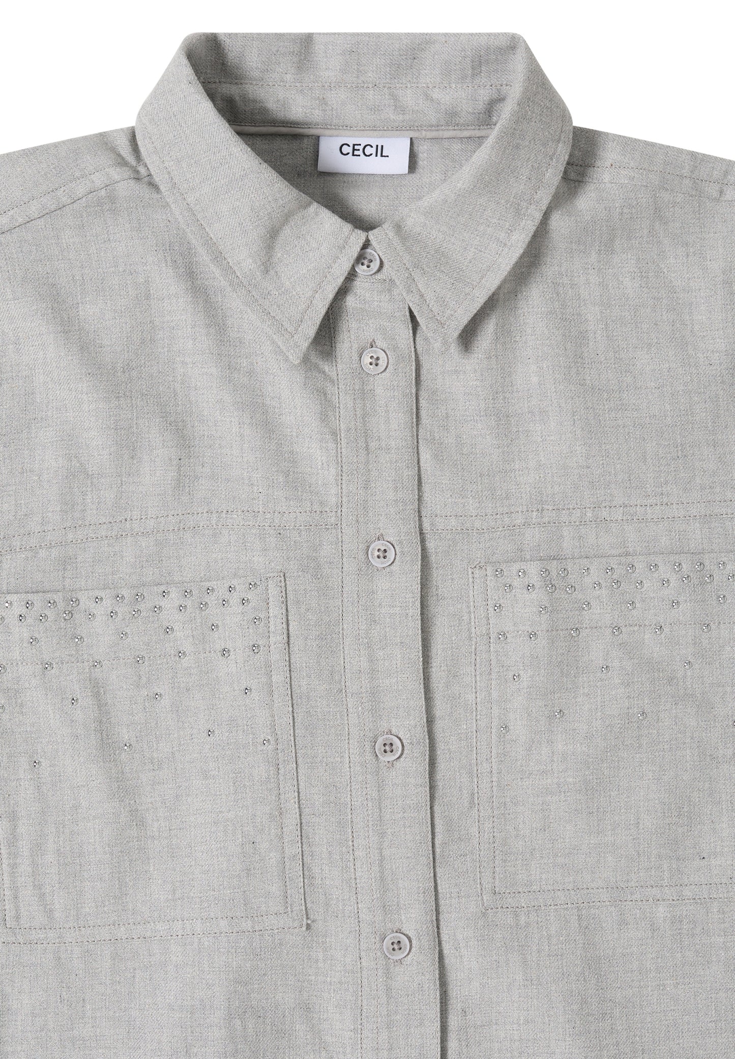 Flanellbluse mit Nieten luna grey melange Bild 2