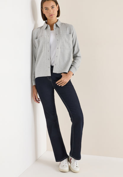 Flanellbluse mit Nieten luna grey melange Bild 5