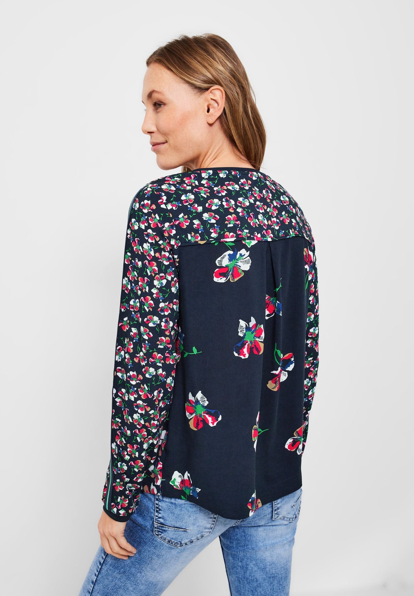 Blouse with floral print mix