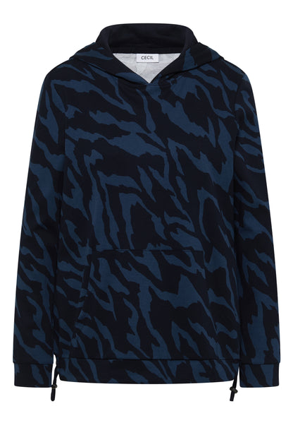 Gemustertes Kapuzenshirt urban dark blue Bild 1