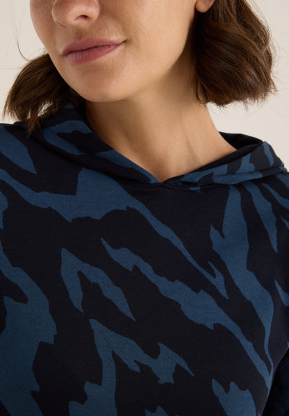 Gemustertes Kapuzenshirt urban dark blue Bild 7