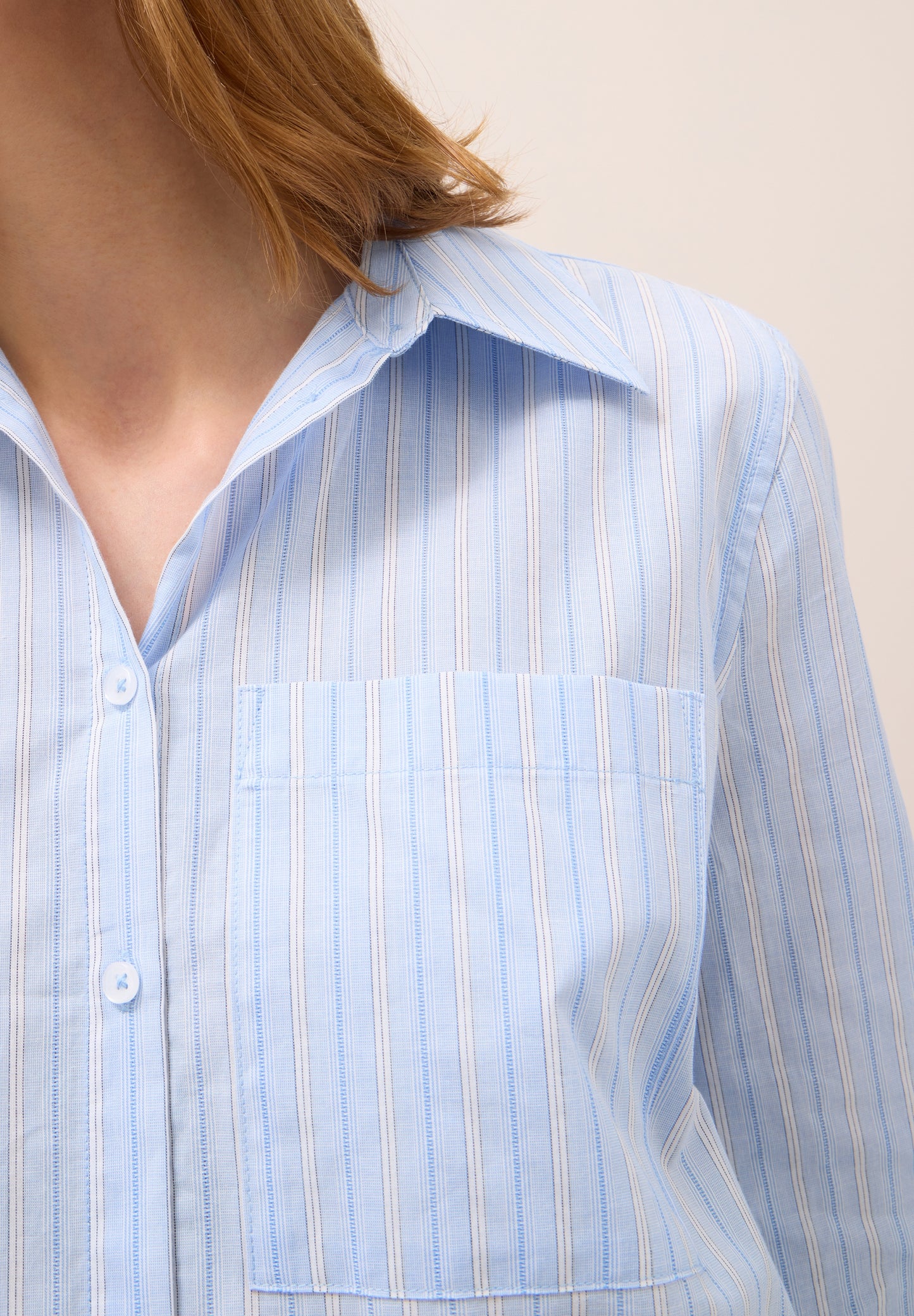 Gestreifte Hemdbluse light sky blue Bild 6