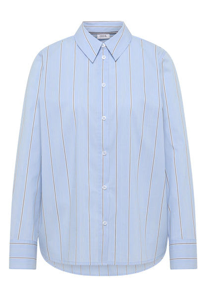 Gestreifte Hemdbluse fountain blue Bild 1