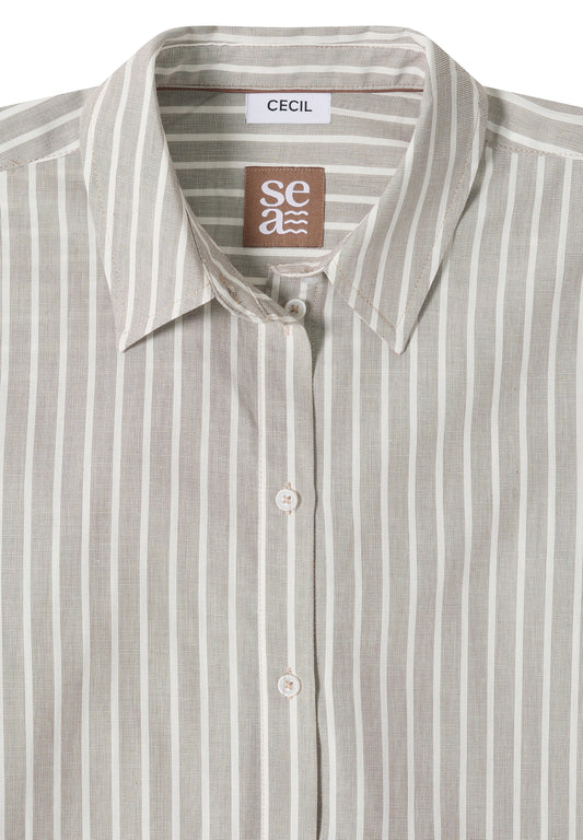 Gestreifte Hemdbluse urban taupe Bild 2